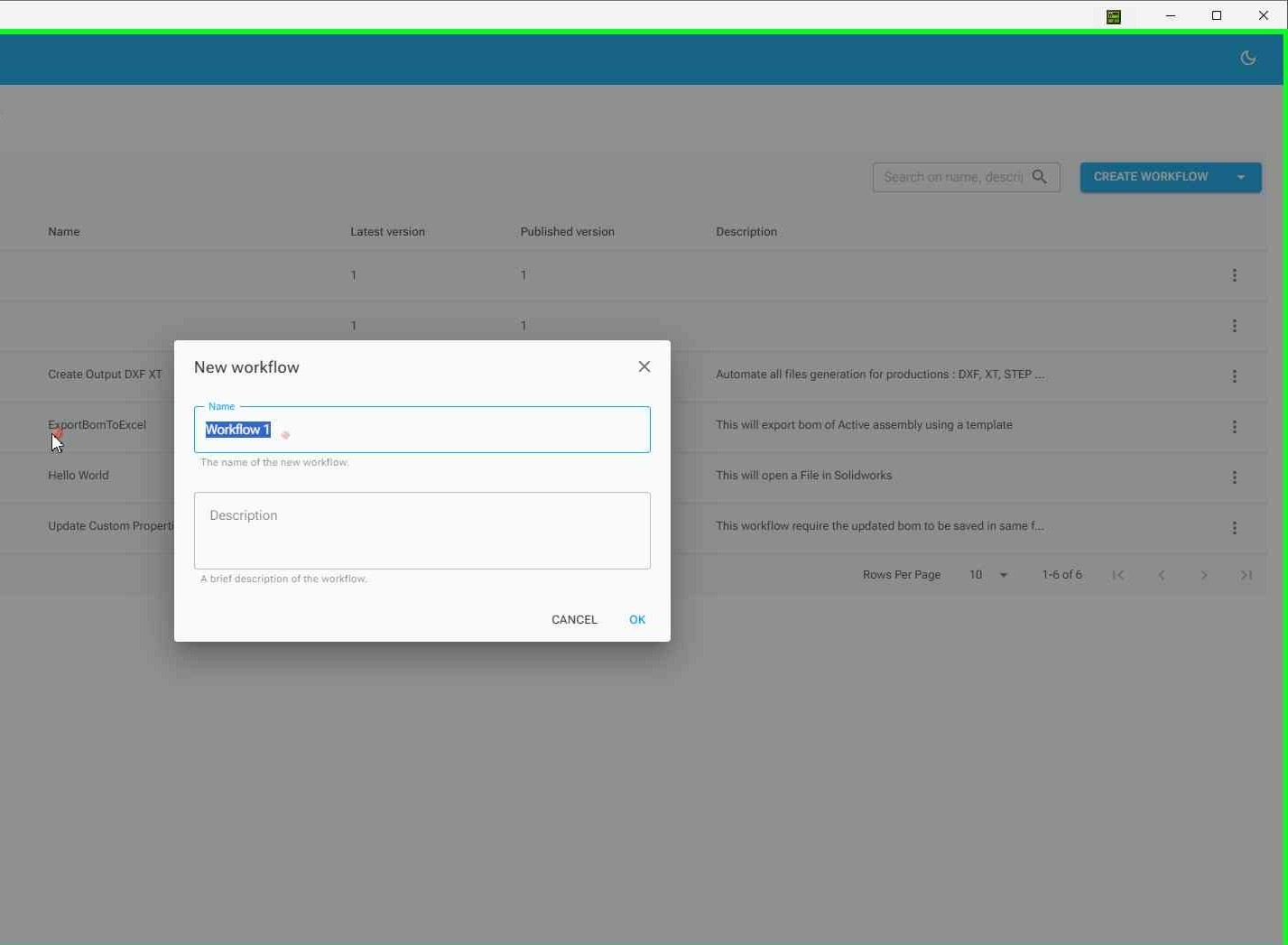 Typing the workflow name 'Hello World' in the name field